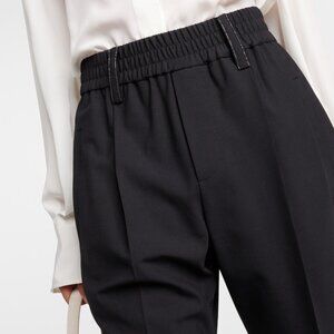 Brunello Cucinelli Monili Pants Gray Pull On Wool Blend Size 4